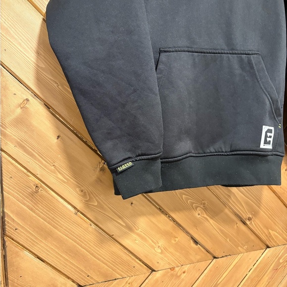 11 Workwear Black Hoodie with Neon Accents Large - Picture 5 of 8